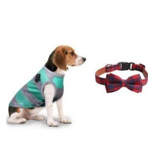 NEW Dog Stripe shirt + Dog Bowtie - Size S